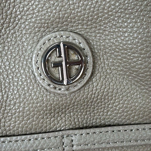Taupe color leather tote.  Lots of pockets inside and out. - Picture 2 of 12